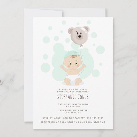 Zoete Baby- en Beer ballon Kaart (Voorkant)