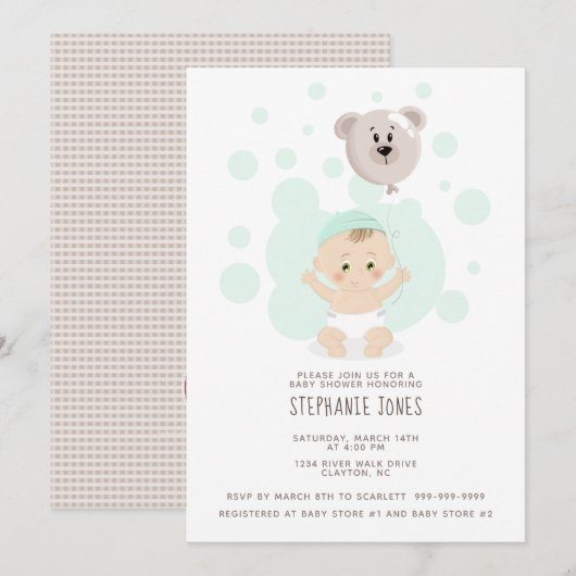 Zoete Baby- en Beer ballon Kaart (Voorkant / Achterkant)