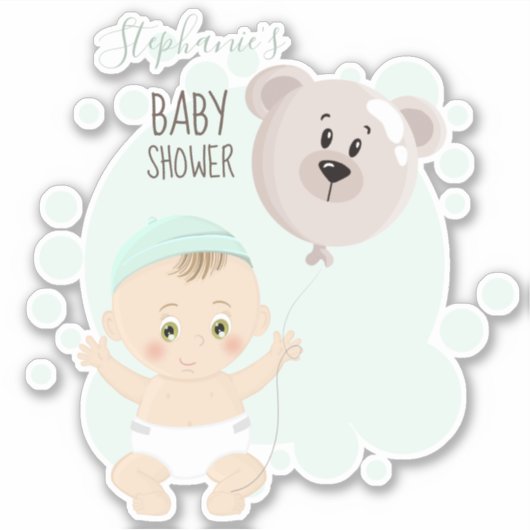 Zoete Baby- en Beer ballon Sticker (Voorkant)