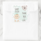Zoete Baby- en Beer ballon Vierkante Sticker (Tas)