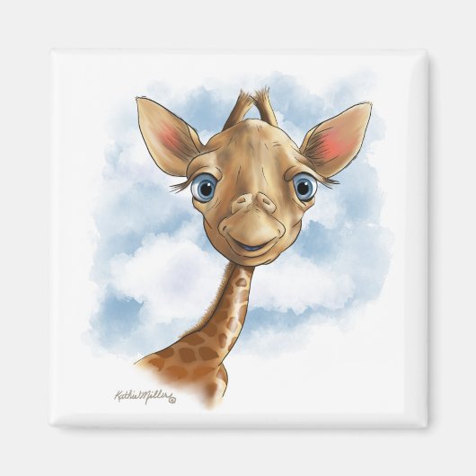 Zoete Baby Giraffe Cartoon Magneet (Voorkant)
