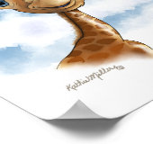 Zoete Baby Giraffe Cartoon Poster (Hoek)