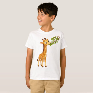 Zoete Baby Giraffe Die Bladeren Knaagt T-shirt