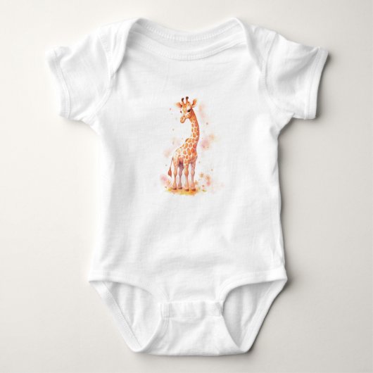 Zoete Baby Giraffe met hoge nek, dierentuin, safar Romper (Voorkant)