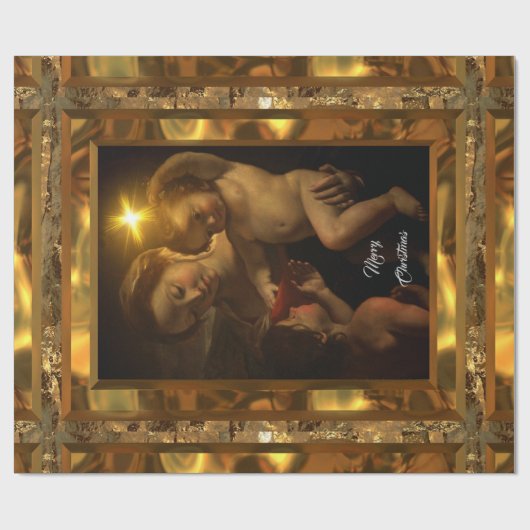 Zoete Baby Jezus Kerstmis (15 ft) Glanzend Vertica Cadeaupapier (Vlak)