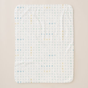 Zoete Baby Jongen Alfabet ABC's Pastelkleuren Blau Sherpa Deken