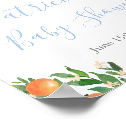 Zoete Baby Jongen Citrus Sinaasappels Shower Welko Poster (Hoek)