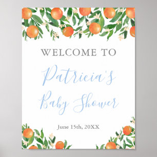 Zoete Baby Jongen Citrus Sinaasappels Shower Welko Poster