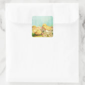 Zoete Baby kippen Paasfoto Vierkante Sticker (Tas)