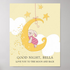 Zoete Baby Konijn Maan Persoonlijke Gele Poster
