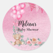 Zoete baby meisje ballon Eucalyptus cupcake topper Ronde Sticker (Voorkant)