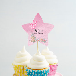 Zoete baby meisje ballon Eucalyptus Cupcake Topper Ster Sticker