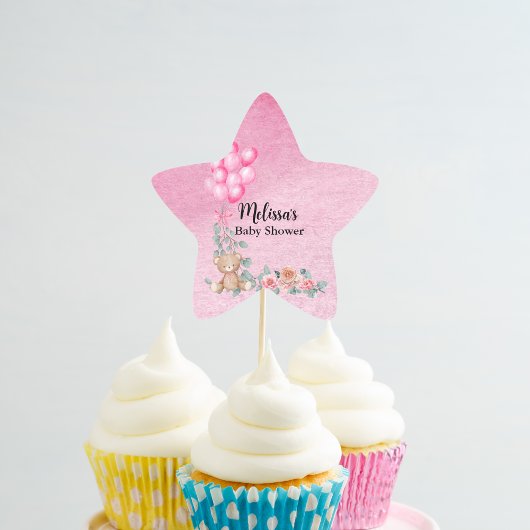 Zoete baby meisje ballon Eucalyptus Cupcake Topper Ster Sticker