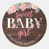 Zoete baby meisje bloem rond sticker (Voorkant)