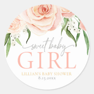 Zoete Baby Meisje Blush Roze Bloem Sticker