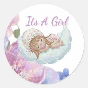 Zoete Baby Meisje Ronde Sticker