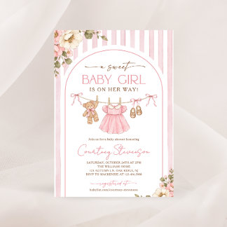 Zoete Baby Meisje Waskleine Bloemachtige Baby Borr Kaart