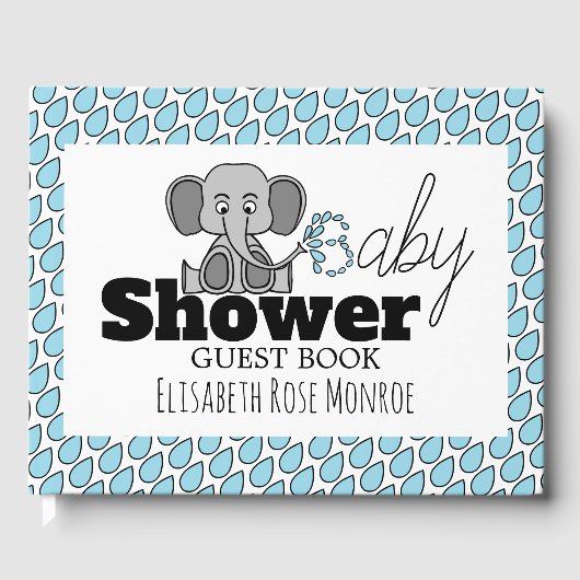 Zoete Baby olifant, Baby shower Gastenboek (Voorkant)
