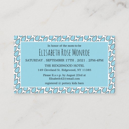 Zoete Baby olifant, Baby shower Ticket Invitation Informatiekaartje (Achterkant)