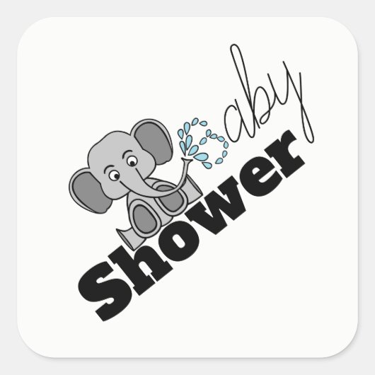 Zoete Baby olifant, Baby shower Vierkante Sticker (Voorkant)