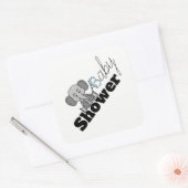 Zoete Baby olifant, Baby shower Vierkante Sticker (Envelop)