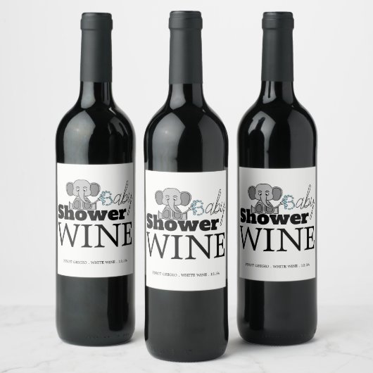 Zoete Baby olifant, Baby shower Wijn Etiket (Flessen)