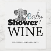 Zoete Baby olifant, Baby shower Wijn Etiket (Enkel label)