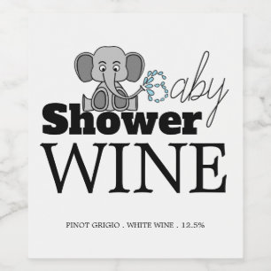 Zoete Baby olifant, Baby shower Wijn Etiket