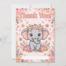 Zoete Baby Olifant Bedankkaart