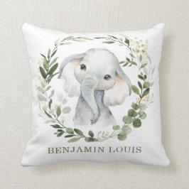 Zoete Baby Olifant groen gouden bladeren kwekerij Kussen