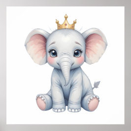 Zoete Baby Olifant Muur Kunst – Kinderkamer Poster