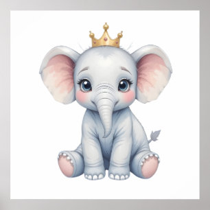 Zoete Baby Olifant Muur Kunst – Kinderkamer Poster