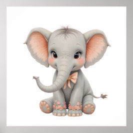 Zoete Baby Olifant Muur Kunst – Nursery Poster