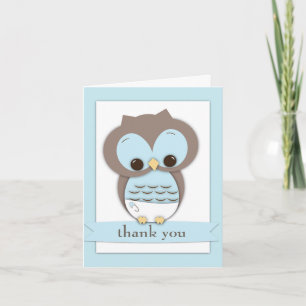 Zoete Baby Owl Boy Dank u Kaart Blauw