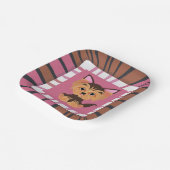 Zoete Baby Roze en Bruine Yorkie Papieren Bordje (Gebogen)
