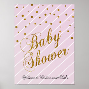 Zoete Baby roze en goudConfetti - Welkom Poster
