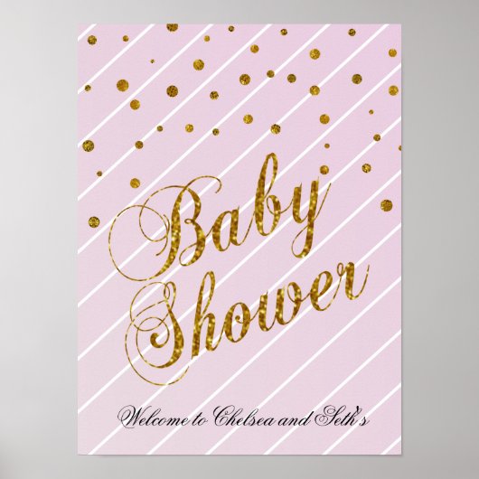 Zoete Baby roze en goudConfetti - Welkom Poster (Voorkant)