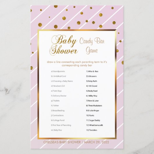 Zoete Baby roze en gouden Baby shower - Snoep Bar (Voorkant)