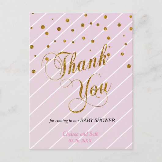 Zoete Baby roze en gouden Confetti - Hartelijk dan Briefkaart (Voorkant)