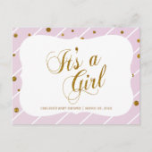 Zoete Baby Roze en Gouden Confetti - RSVP 2 Uitnodiging Briefkaart (Voorkant)