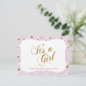 Zoete Baby Roze en Gouden Confetti - RSVP 2 Uitnodiging Briefkaart (Staand voorkant)