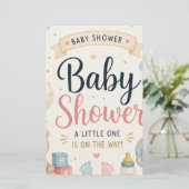 Zoete Baby Shower Feestviering Briefpapier (Staand voorkant)