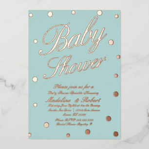 Zoete baby shower gouden stippen geperste folie ui uitnodiging