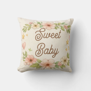 Zoete Baby Shower Kussen Bloemen   Kinderkamer Dec