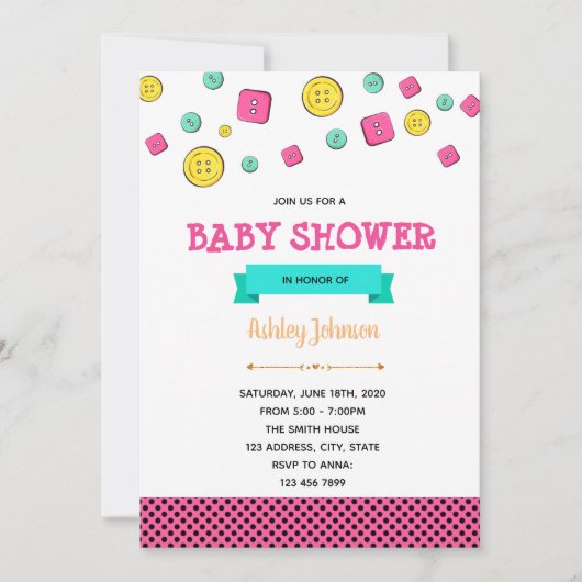 Zoete baby shower uitnodiging (Voorkant)