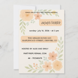 Zoete baby shower uitnodiging bloemen