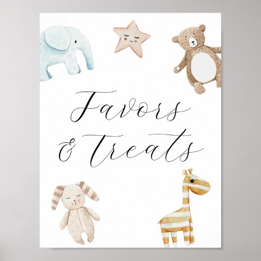 Zoete Baby Speelgoed Favors and Treats Sign Poster (Voorkant)