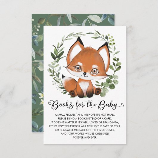 Zoete Baby Vos Bos Groene Boek voor Baby Informatiekaartje (Voorkant / Achterkant)