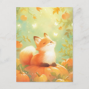 Zoete Baby Vos op Herfstpompoen Briefkaart