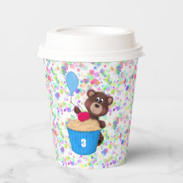 Zoete Babybeer Cupcake Confetti Verjaardag Papieren Bekers